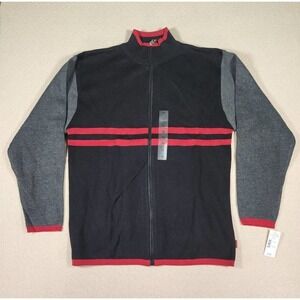 Pineapple Connection Sweater Mens Small Full Zip Collar Black Y2K Cotton Stretch